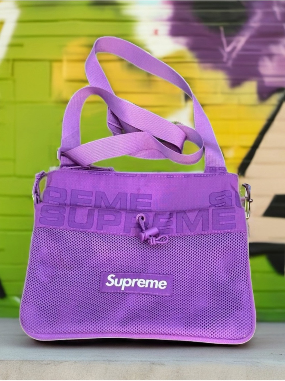 Supreme Purple Cordura Mesh Crossbody Shoulder Bag Logo Streetwear